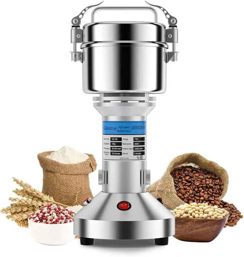 

Mill Grinder Spice Grinder Flour Mill Wheat Cereals Herb Pulverizer for Kitchen,150g High Speed Dry Spice Grinder Machine