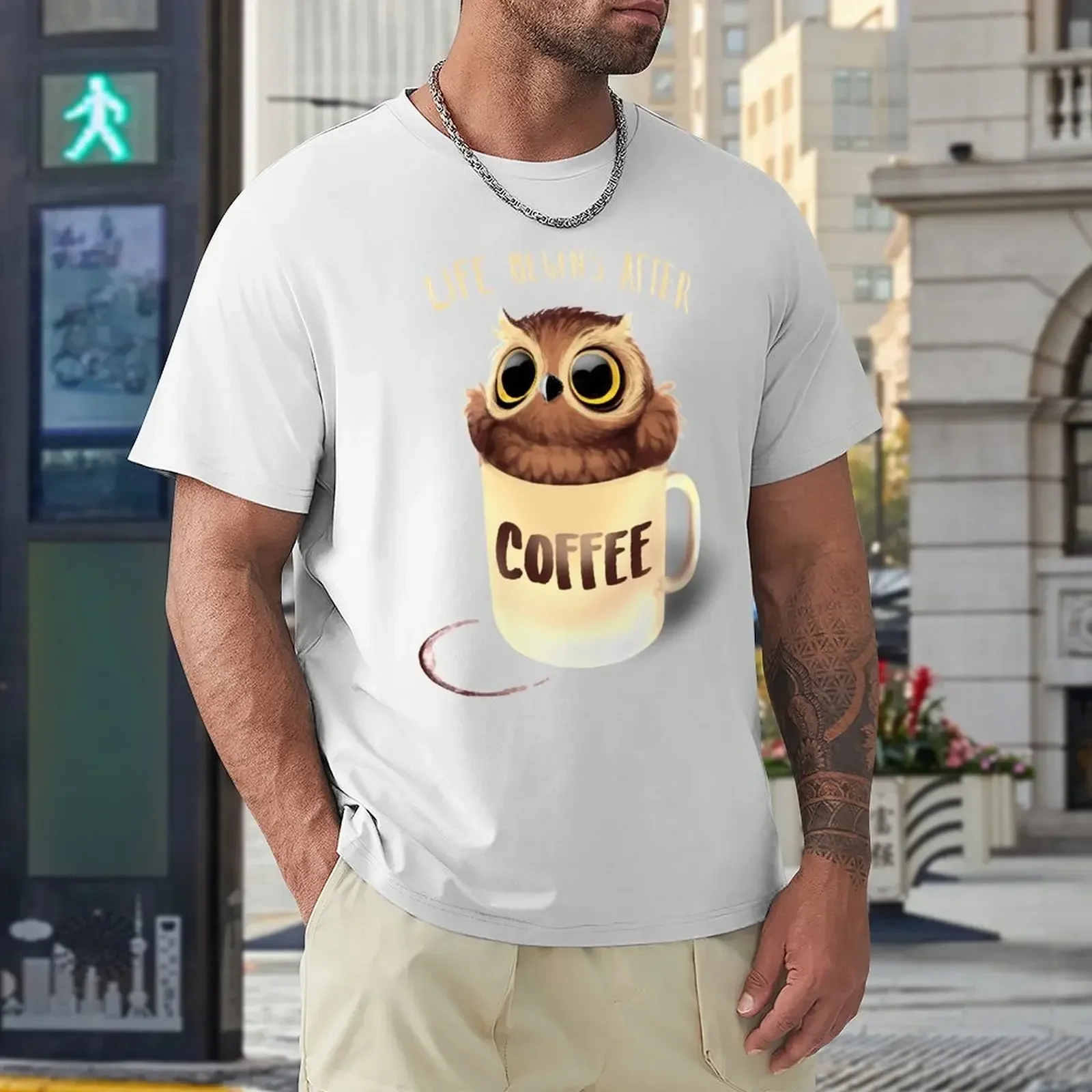 Night Owl Coffee - Cute Bird Life Begins after Футболка с рисунком рэпера летняя одежда мужские
