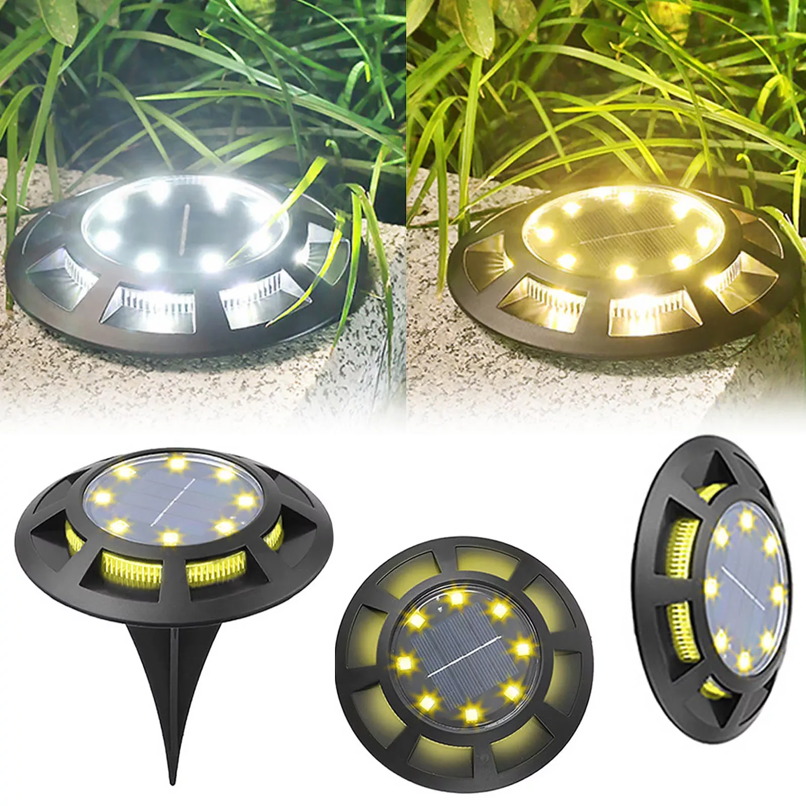 

Garden Lights Outdoor 16 LED Solar Ground Lights Waterproof Underground Sensing Landscape Lights for Lawn Yard Patio Path