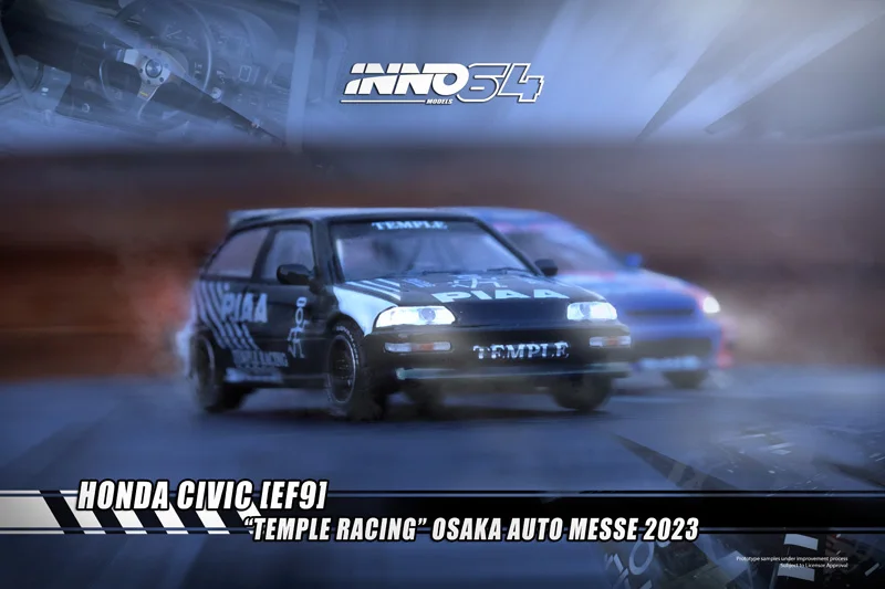 INNO 1:64 Honda CIVIC EF9 TEMPLE RACING Alloy Модель автомобиля Коллекция подарок