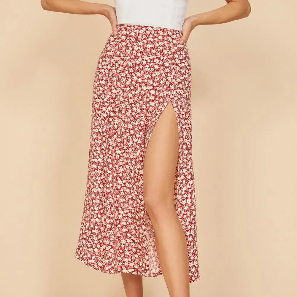 

Юбка женская с цветочным принтом, пикантная винтажная пляжная длинная в стиле бохо, с завышенной талией, с разрезом, уличная одежда, на лето