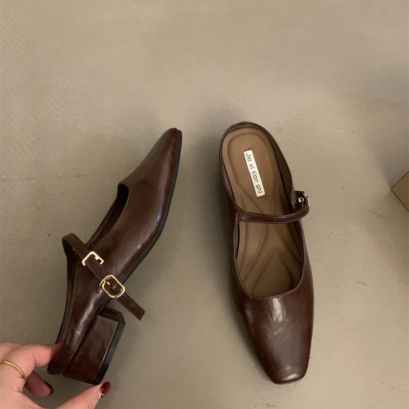 Женские дизайнерские сандалии Мэри Джейн серебристые полутапочки с острым