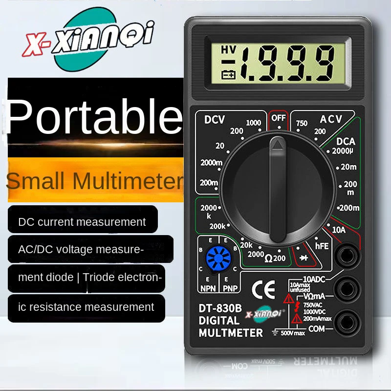 

X-XIANQI Dt830b Digital Multimeter Multi-Function Watch Measuring Voltage Resistance Diode Triode High Precision Electric Meter