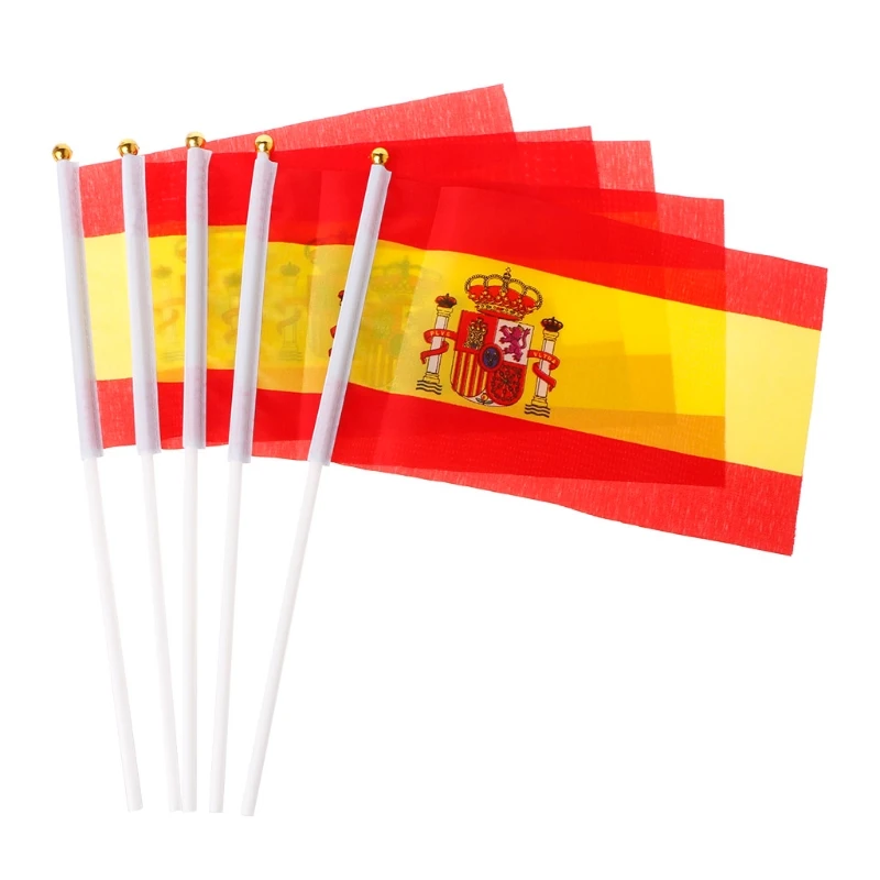 

5Pcs Spanish Hand Waving Flags Spain for crest Banners Sports Opening Outdoor De