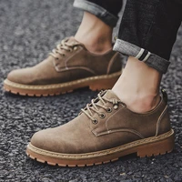 men ankle boots men casual shoes artificial leather solid color non slip lace round water proof casual shoes men flat shoes