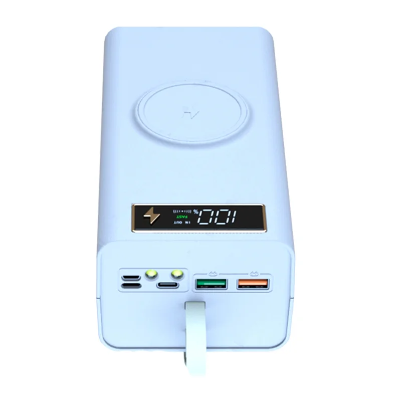

21X18650 Battery Storage Box LED Light PD Quick QC3.0 Charge Power Bank Case Shell 15W Wireless Charging B
