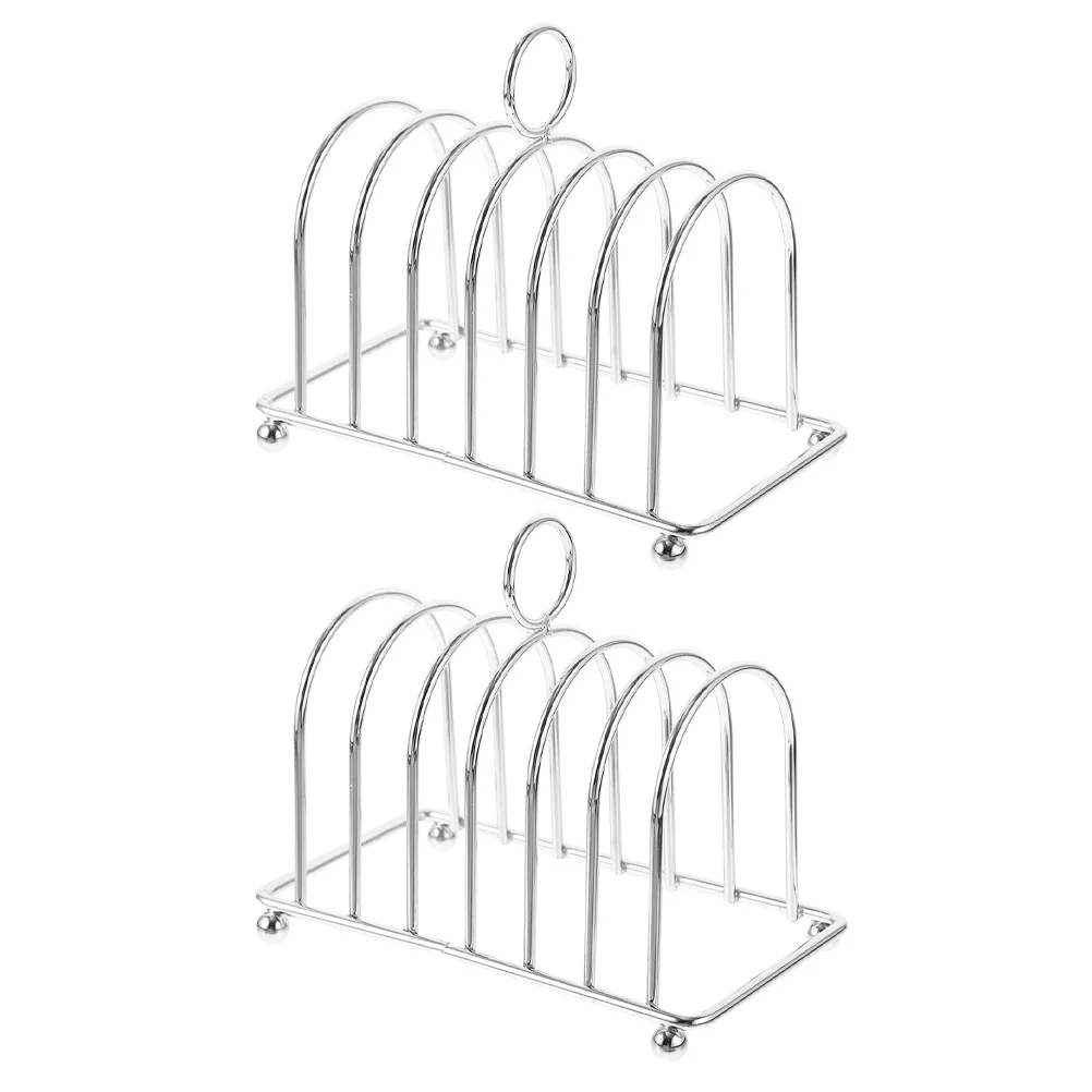 

2 Pcs Bakeware Stainless Steel Toast Rack Display Shelves Bread Serving Basket Daily Use