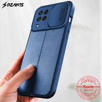 rzants for samsung galaxy m32 galaxy a22 leather phone case blue whaleanti fingerprint camera lens protect casing