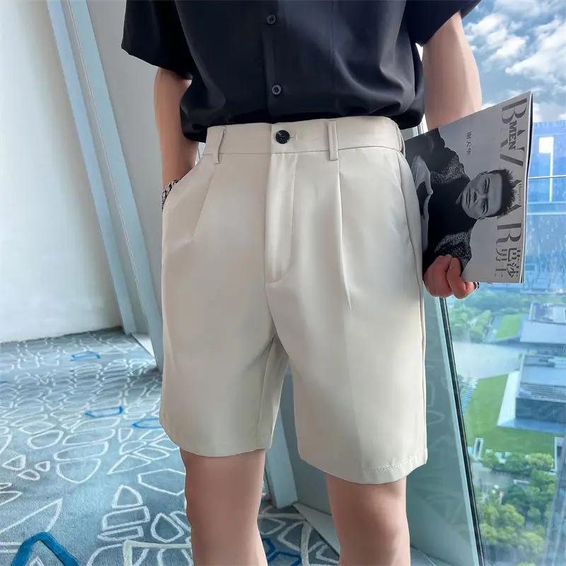 2022 Men Clothing Slim Fit Business Formal Wear Short Homme Bermuda Masculina British Style Summer Knee Length Drape Shorts 3XL