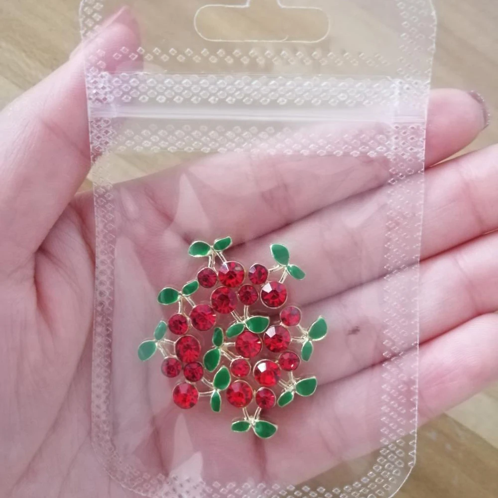 20 шт./лот украшение для ногтей из вишневого металла Красный Кристалл горный