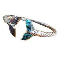 abalone shell silver mermaid tail bangle bracelet adjustable open hand chain pulsera great gift for women girls friends