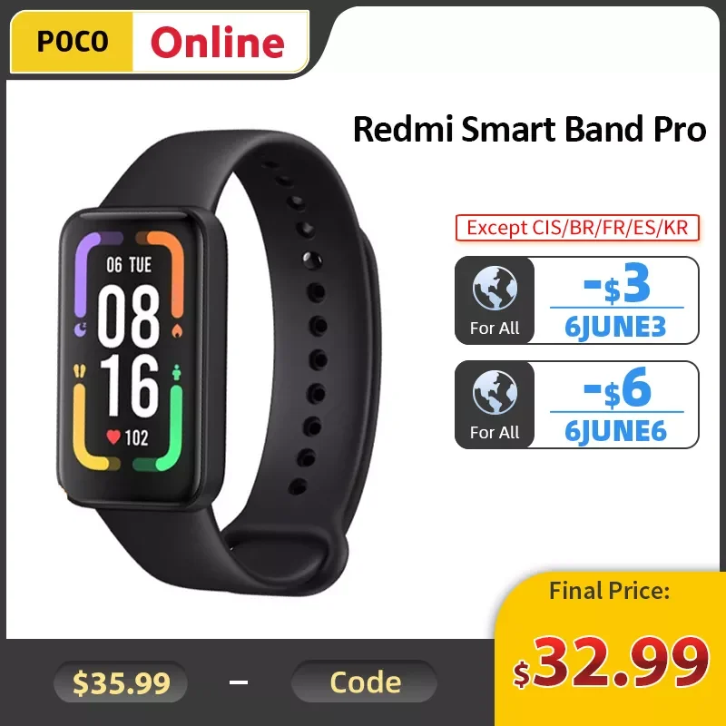 

Global Version Xiaomi Redmi Smart Band Pro Mi Bracelet 6 Color AMOLED 1.47'' Full Display Blood Oxygen Heart Rate Sleep