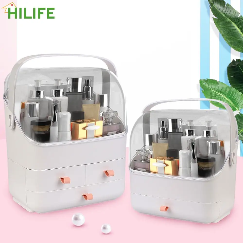 

Plastic Cosmetic Storage Box Waterproof and Dustproof Home Storage Container Skincare Jewelry Case Transparent Makeup Organizer