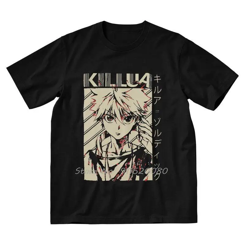 

Футболка Killua Zoldyck, Мужская футболка с графическим рисунком Hxh Hunter X футболка с изображением охотника, хлопковые футболки, топ в подарок, уличн...