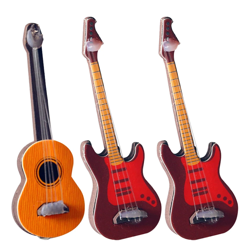 

Guitar Mini Miniature Toy Musical Instrument Instruments House Model Ornament Classical Furniture Decoration Office Ukulele Home
