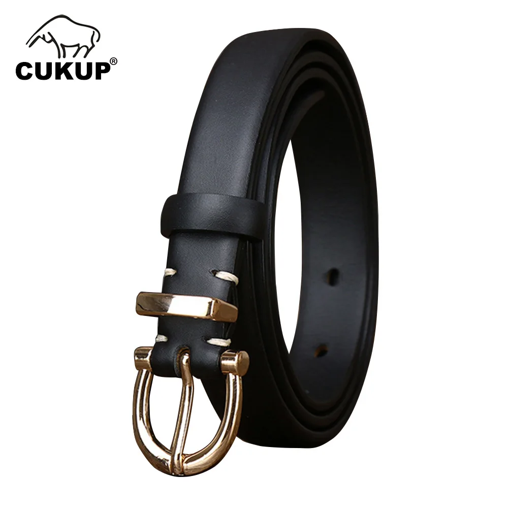 CUKUP 2022 New Ladies Quality Cow Cowhide Leather Belt Pin Buckle 2.0cm Wide Dresses Belts for Women Jeans Accessories NCK1147