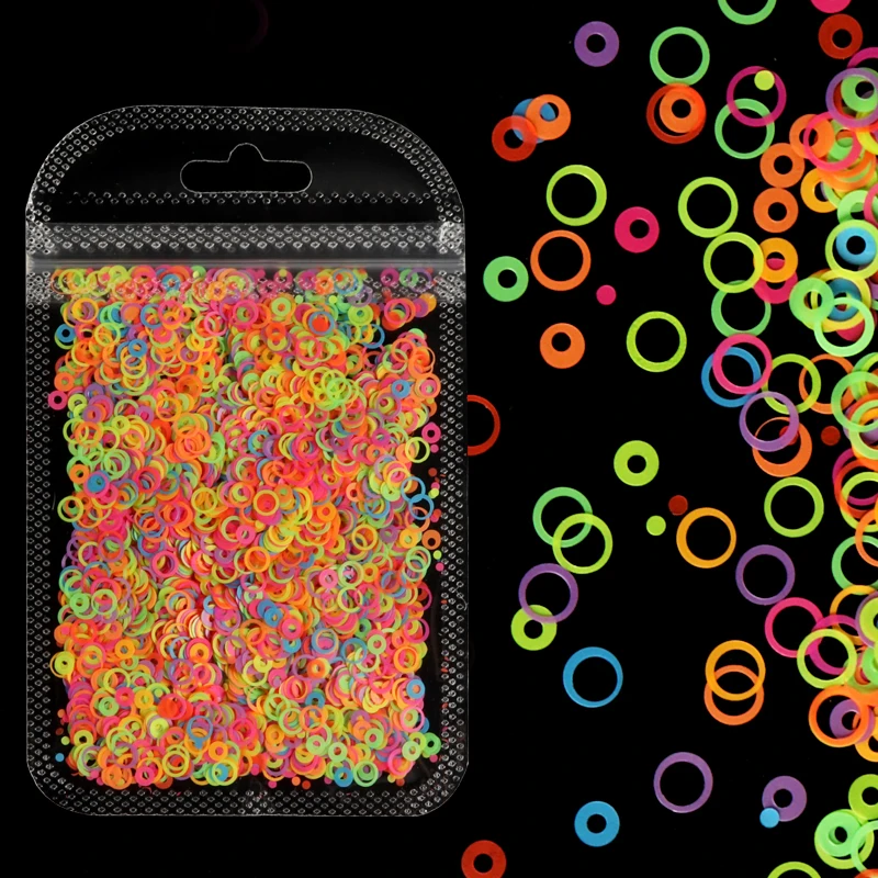 

Fluorescent Hollow Circle Sequins Glitter Filling Epoxy Resin Shaker Filler Bubble Shaped Slime DIY Crafts Nail Art Decorations