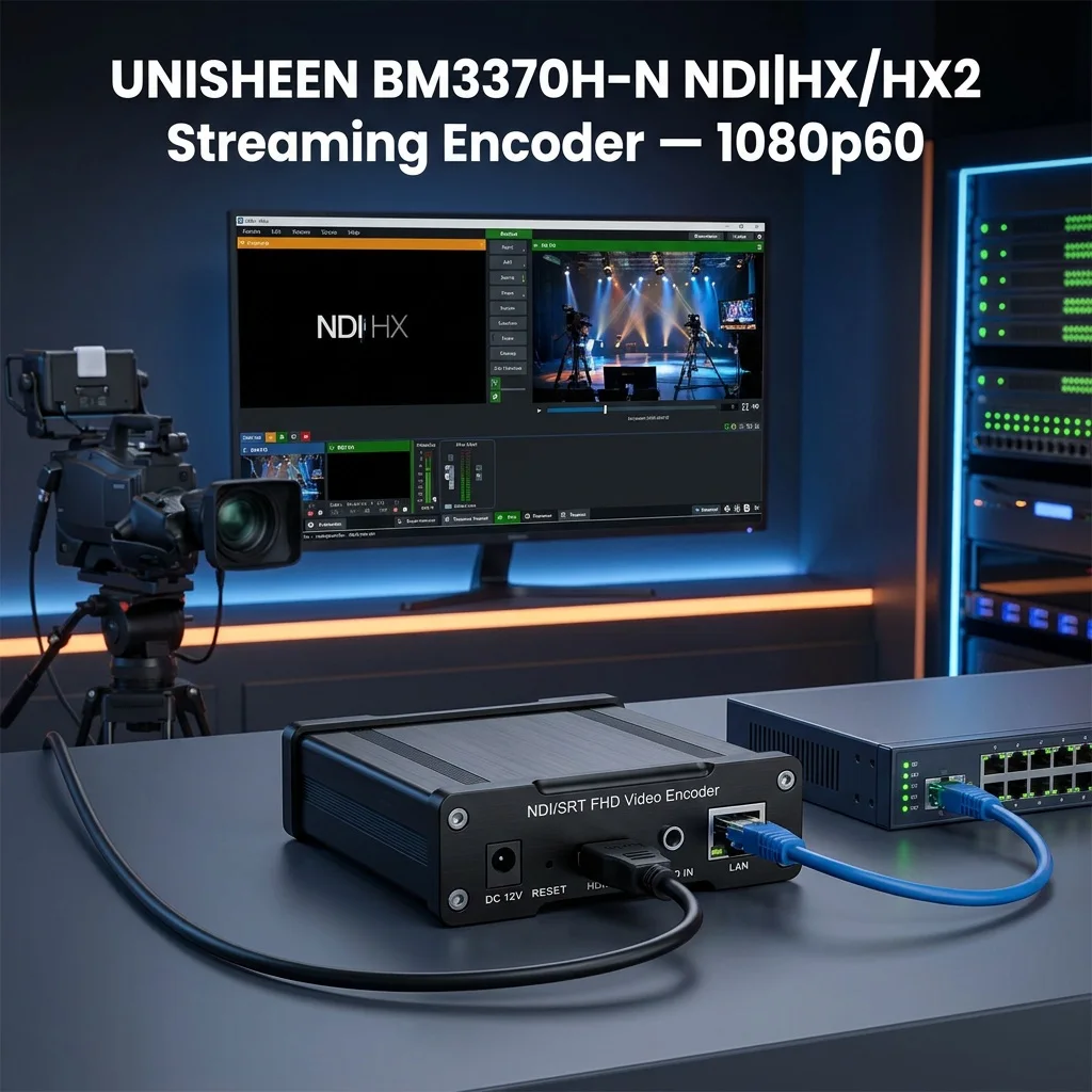 Фото Видеокодер Unisheen BM3370H-N NDI HX HDMI в IP с низкой задержкой, H.265, H.264, SRT, RTSP для потоковой передачи vMix и IPTV №1