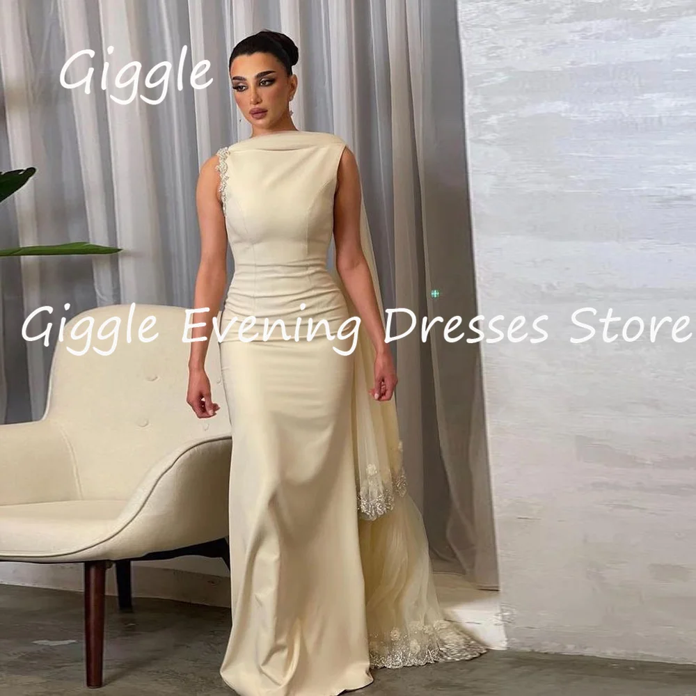 

Giggle Satin Mermaid Scoop Neckline Lace Ruffle Formal Elegent Prom Gown Floor Length Evening Party Dresses for Women 2023