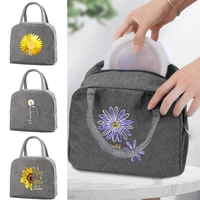insulated lunch dinner carry bags canvas handbags food cooler portable bags for women children school trip lunch picnic thermal