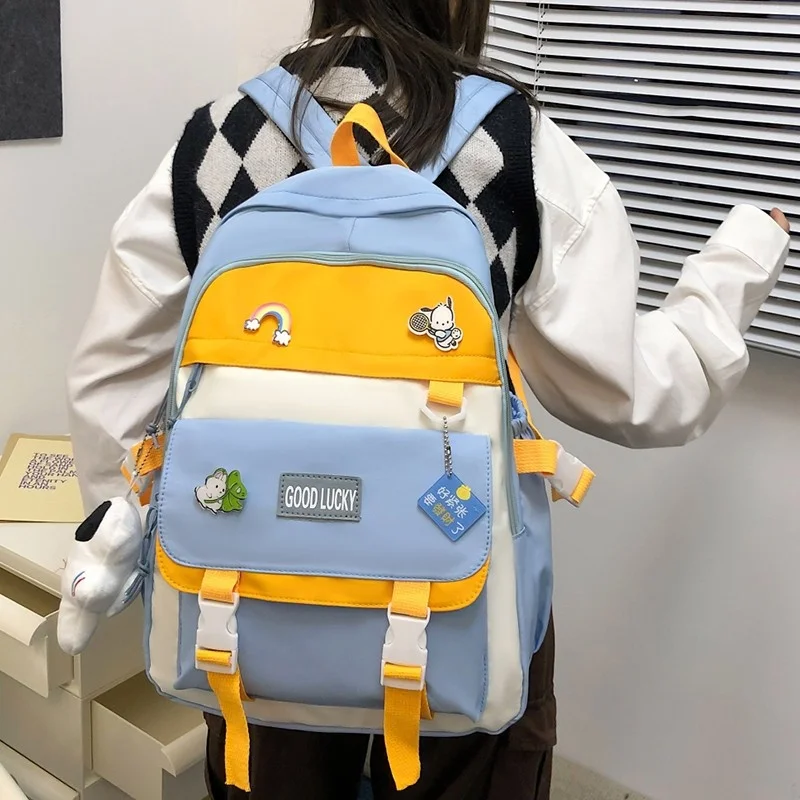 

Ransel Wanita Fashion 2023 Ransel Penyimpanan Warna Kontras Tas Sekolah Siswa Tahan Air Ransel Perjalanan Kapasitas Besar