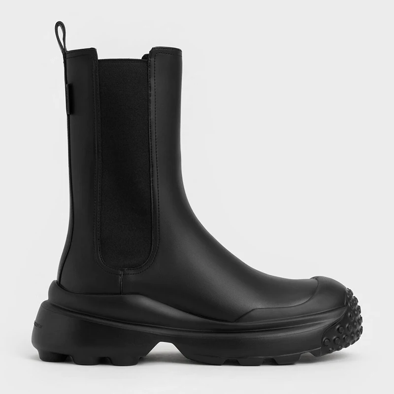 

Brand Design Ankle Boots For Women Round Toe Slip On Women Short Boots Black Leather Platform Boots Women Winter Plush Shoes