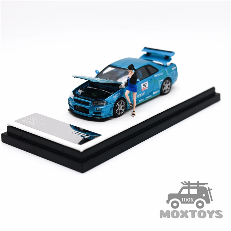 Фото Литая под давлением модель автомобиля Time Micro COOL ART 1:64 GTR R34 Blue No 92 №5