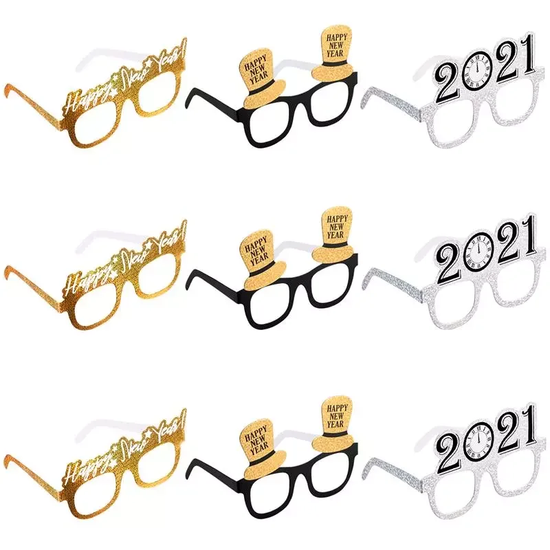 

NEW2022 9PCS Happy New Year Party Favor Glasses Photobooth Props for 2021 Celebration Party Favor Accessories Festival Supplies