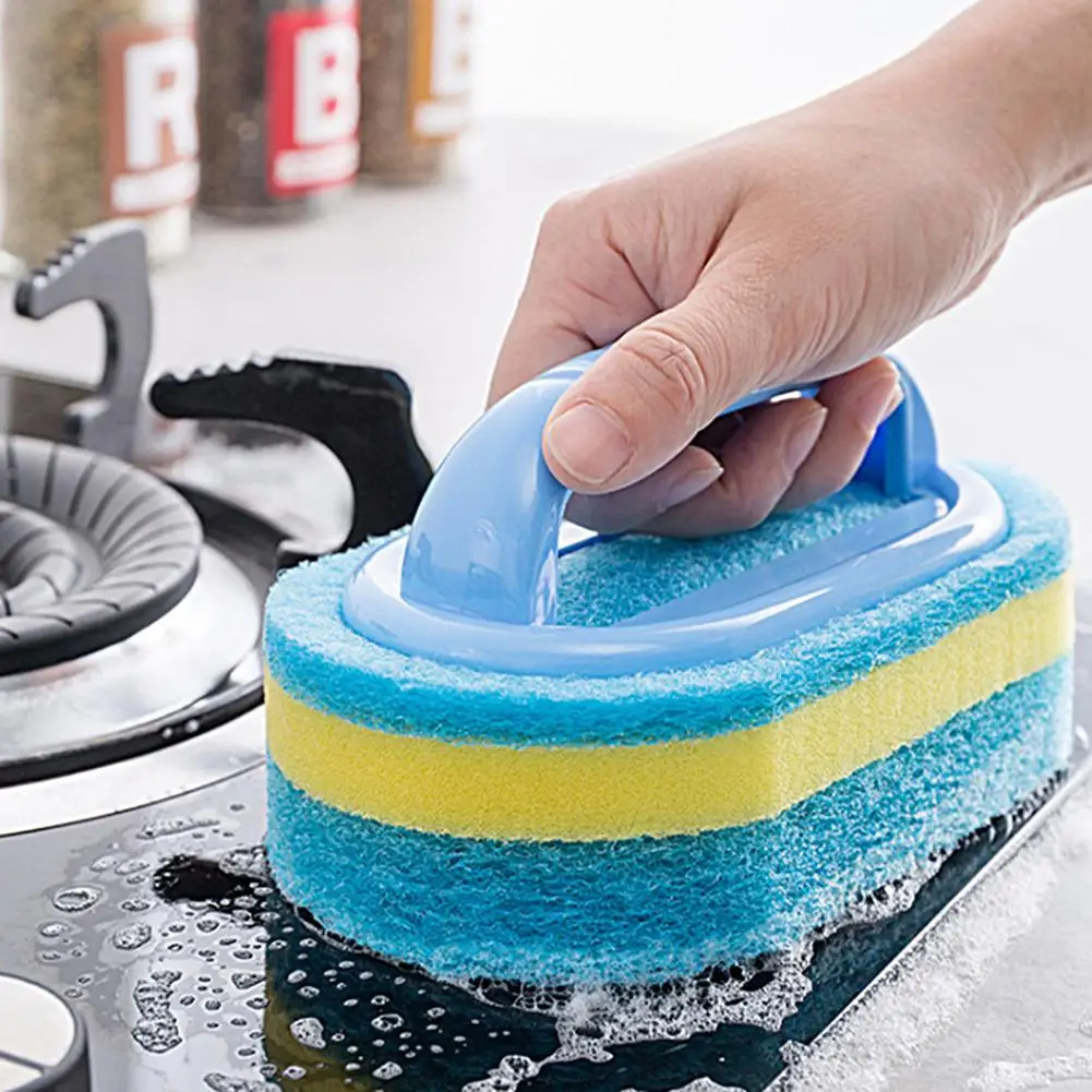 

Sponge Cleaning Brush Handle Tiles Brush Kitchen Bathroom Stove Bathtub Sink Cleaning Dish Pot Cleaning Brush Clean Tools Access