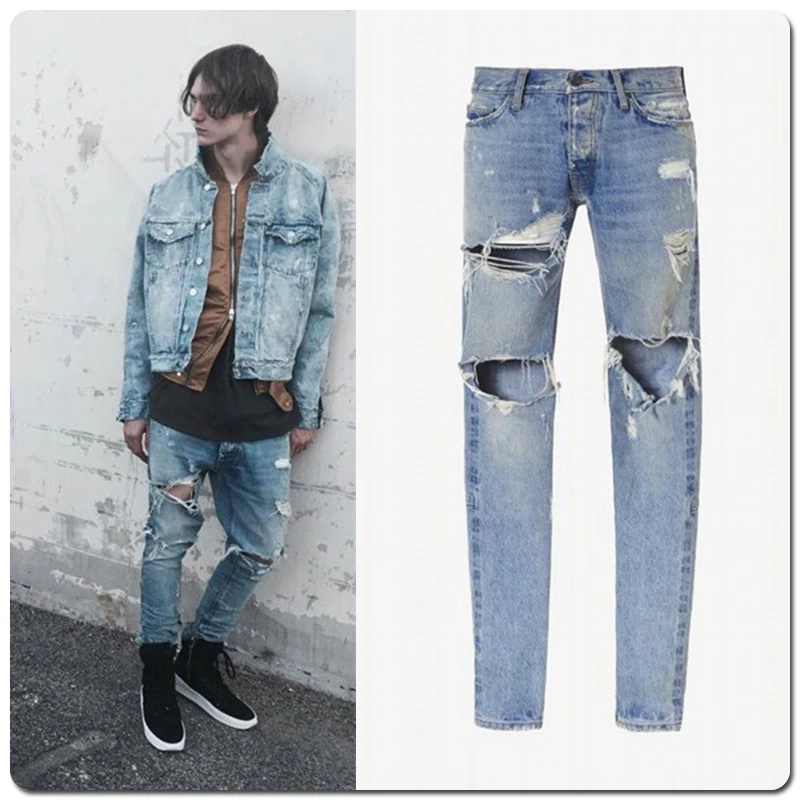 Kenntrice Baggy Jeans Stylish Casual Streetwear Ripped Jeans For Men Streetwear Ripped Trend Men's Fashion Denim Jeans Designer