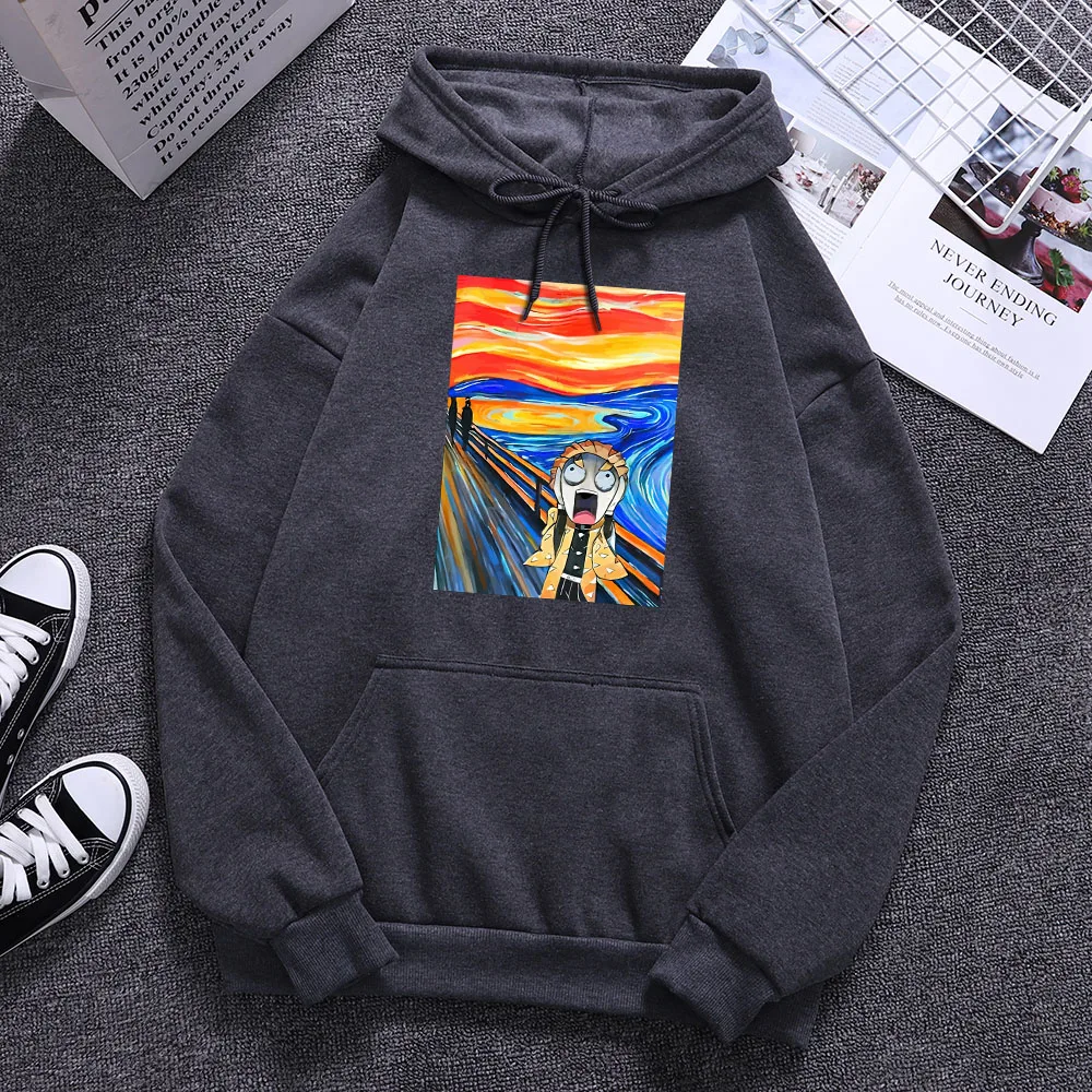 

Demon Slayer Anime Agatsuma Zenitsu Scream Painting Mens Streetwear Fashion Casual Pullovers Autumn Comfortable Male Clothing