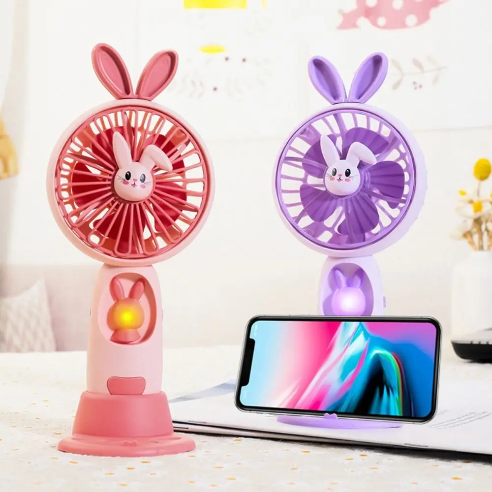 

Portable USB Rechargeable With Phone Holder With Light Cooling Fans Lazy Fan Handheld Pocket Fans Desktop Mini Fan