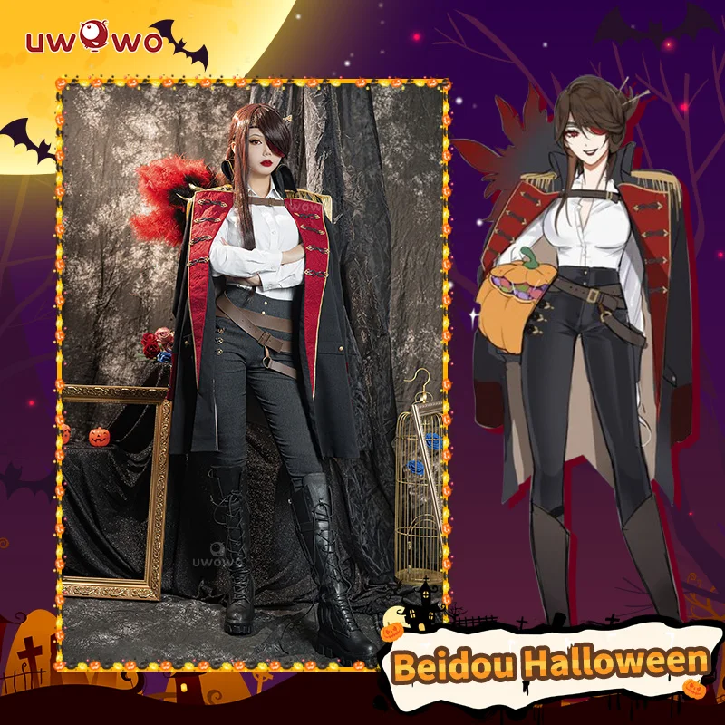Pre-sale UWOWO Halloween Costume Beidou Cosplay Game Genshin Impact Fanart Pirate Beidou Witch Cosplay Coat Shirt Pants Outfit