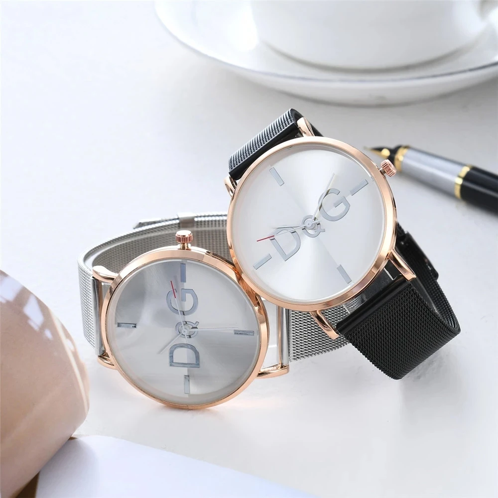 DQG Brand Women Watches Relogio Luxury Women Quartz Watches Fashion Ladies Stainless Steel Rose Gold Mesh Watch Reloj Mujer