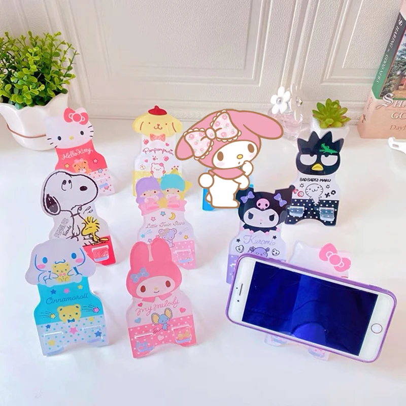 

Sanrioed Kawaii Anime Cinnamoroll Kuromi Phone Holder My Melody Kt Cat Pompompurin Cartoon Tablet Stand Cute Desktop Bracket