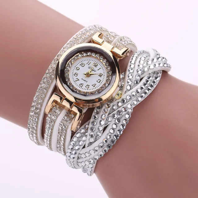 Fashion Casual Gold Quartz Women Rhinestone Watch Braided Leather Bracelet Watch Gift Ladies Wristwatch Relogio Feminino Gift 3