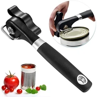 1pcs stainless steel kitchen tool safety hand actuated can opener side cut easy grip manual opener knife for cans lid