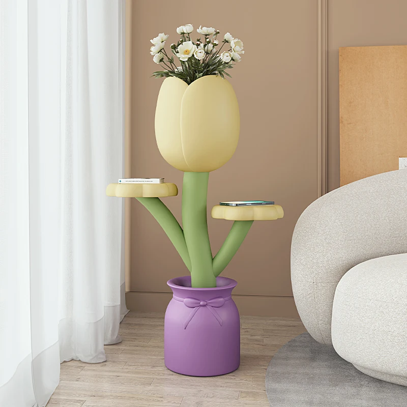 

XK Creative Tulip Floor Vase Large with Double Tray Floor Ornaments Gathering