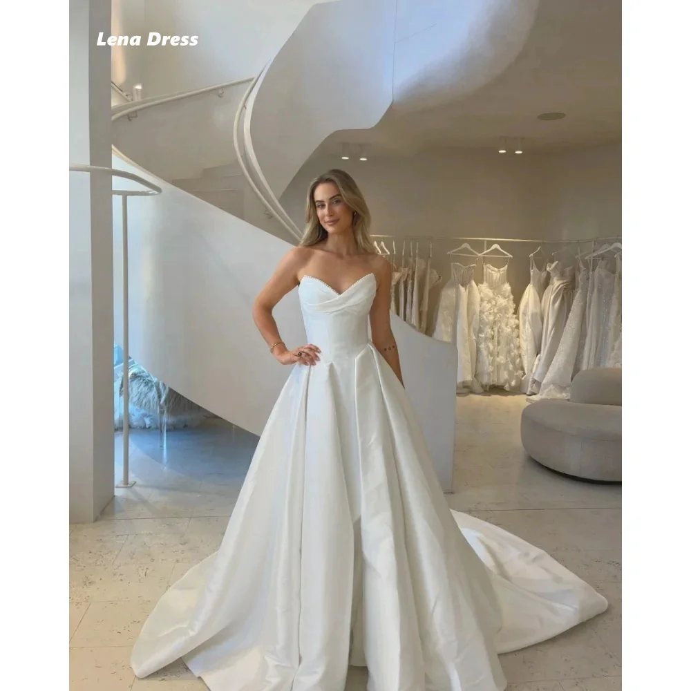 Lena Wedding Dress Party Dresses Атласное платье с боковым разрезом Tube Top Line A Женское вечернее