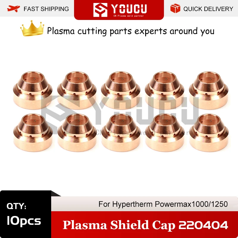 

YOUCU 10pcs 220404 Plasma FineCut Shield Cap For PowerMax1000/1250/1650 Plasma Cutter Torch