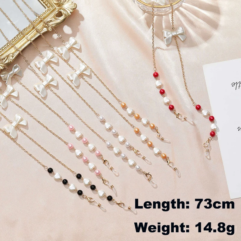 

Fashion Glasses Chain Anti-lost Mask Chain Heart Pearl Sunglasses Lanyard Neck Cord Hang On Neck Eyewear Jewelry Gift For Women