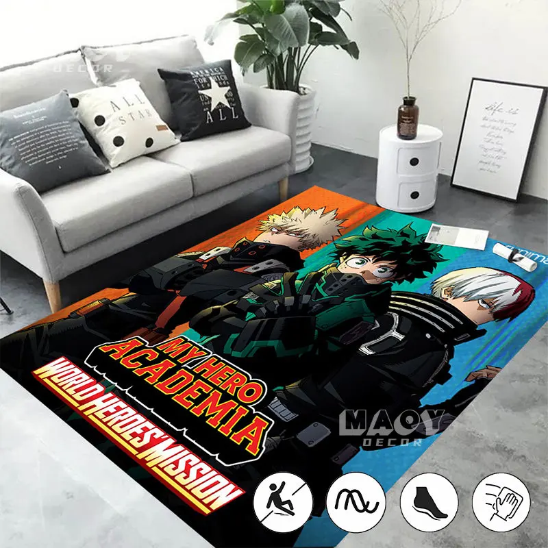 

Japanese Anime My Hero Academia Carpet Cartoon for Living Room Study Large Rug Bedroom Hallway Child Kawaii Play Non-slip Mat