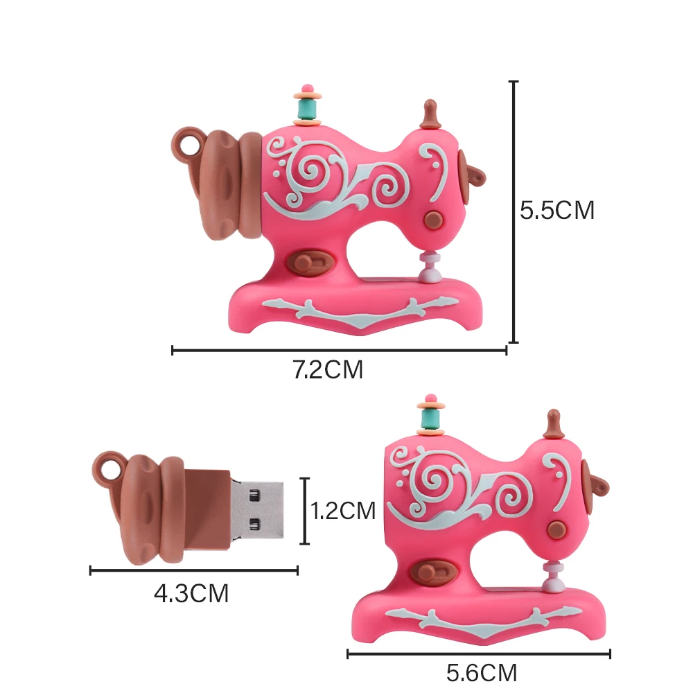 Мультяшные USB-флеш-накопители, синяя швейная машина, ручка, ножницы, флэш-накопитель, портной, креативный подарок, линейка, карта памяти 128 ГБ, 64 ГБ, 32 ГБ (art.: 3920cd0dda4ca) - 3920cd0dda4ca