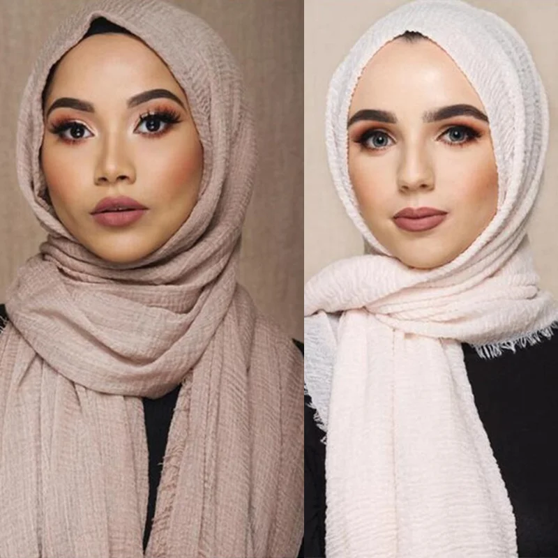 

10pcs/lot Muslim Crinkle Hijab Scarf Women Soft Cotton Head ScarvesTurban Shawls and Wraps Islamic Headscarf Headband 90*180CM