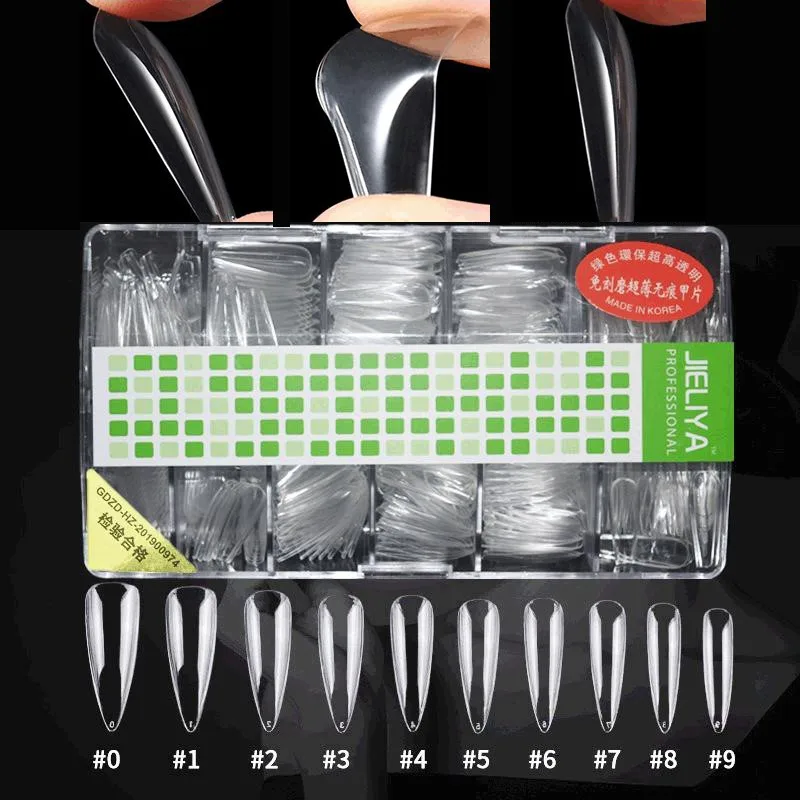 

500PCS/BOX Clear White Natural 10 Sizes Drop Ballet Square Oval Shape Full/Half Double USE False Nail Tips Fake Fingernails Set
