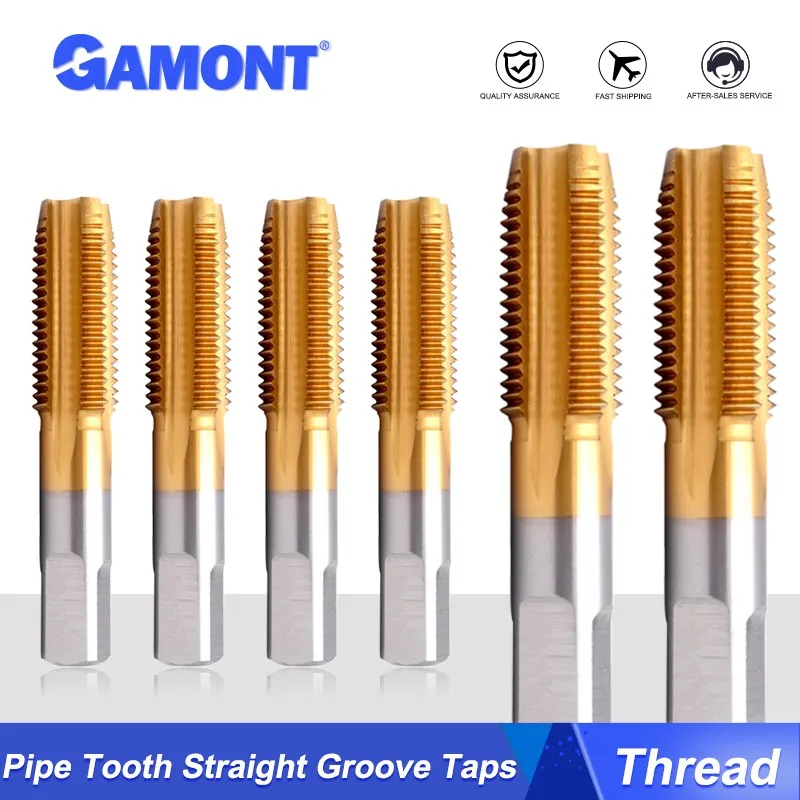 

GAMONT Cobalt Containing HSS G/PS/PT/NPT/NPS Stainless Steel Special Titanium Plated Pipe Thread Straight Groove Tap Tools