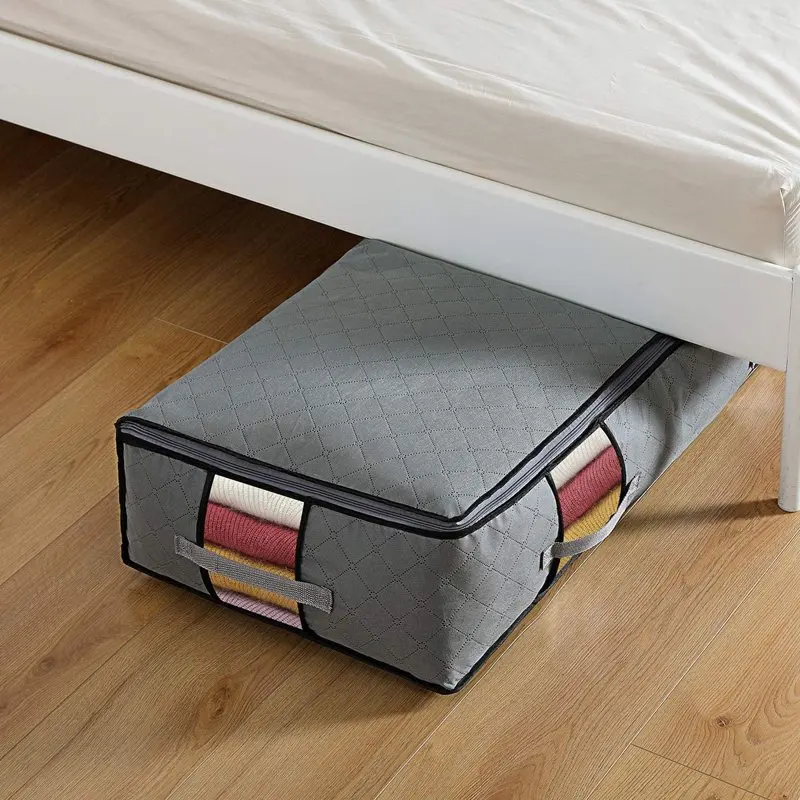 Under Bed Storage Bag 4-pack Large Capacity Foldable Underbed Organizer with Clear Window, Sturdy Handles and Zippers for Season