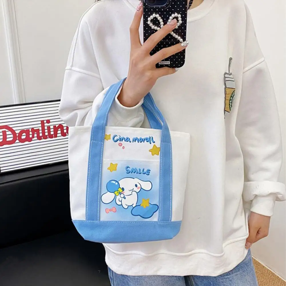 Sanrio Cinnamoroll женская холщовая сумка Kuromi My Melody модная для покупок с героями