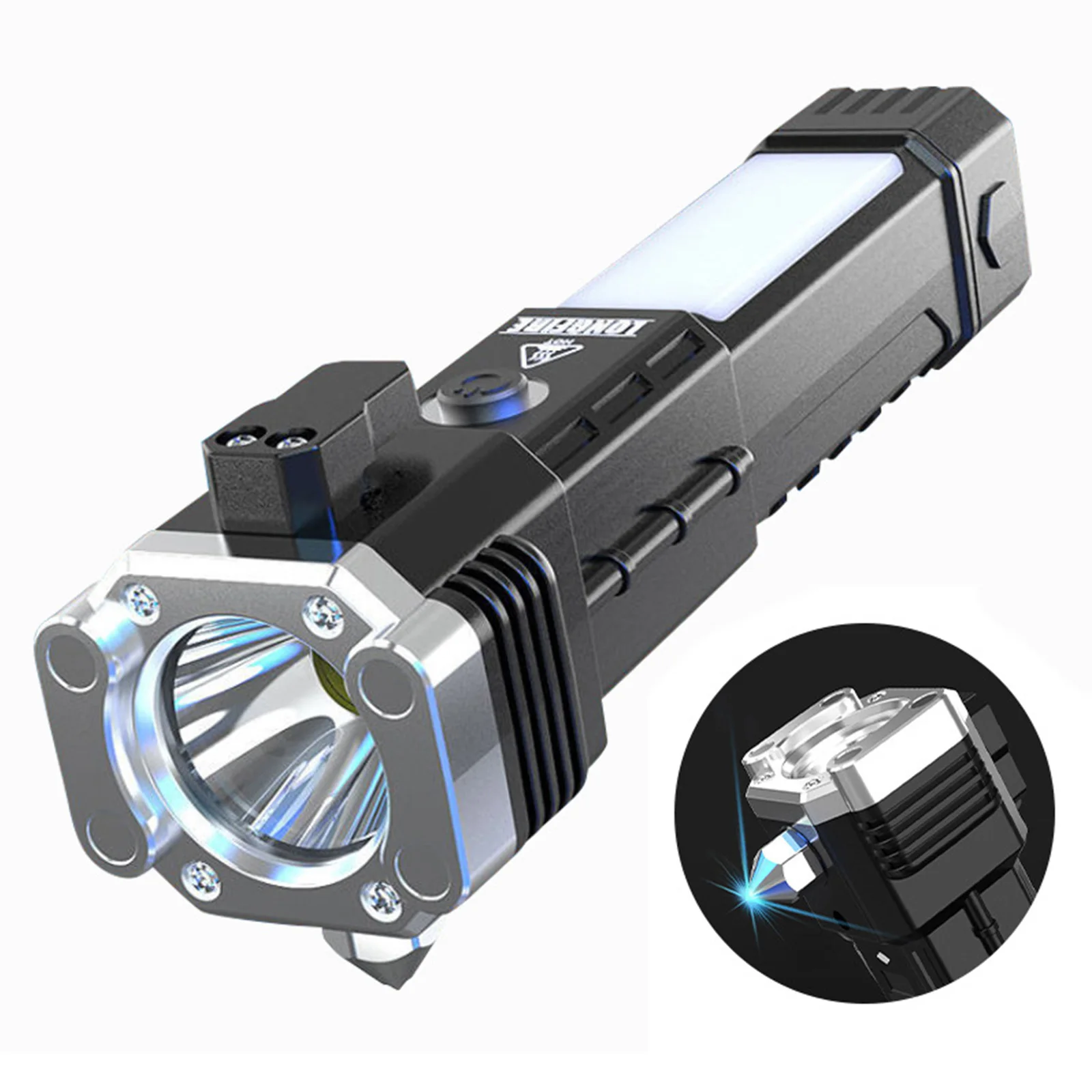 

LED Flashlight Torch Car Safety Hammer USB Camping Light Lantern Auto Escape Emergency Broken Window Hammer Outdoor Lighting