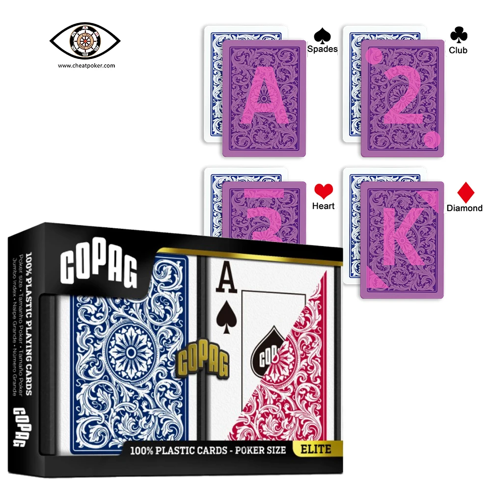 Infrared Marked Playing Cards for Invisible UV Reader Magic Plastic Decks Copag Elite PokerSize Jumbo Index Anti Cheat Poker